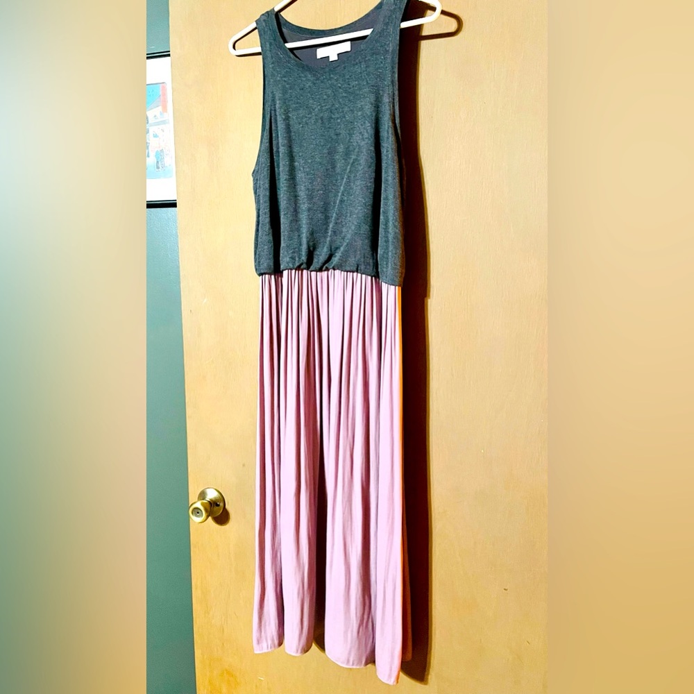 Ann Taylor LOFT Mixed Media Dress Gray/Purple Size Medium